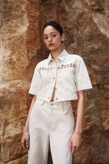 Women Effie Braided Denim Top | Aje