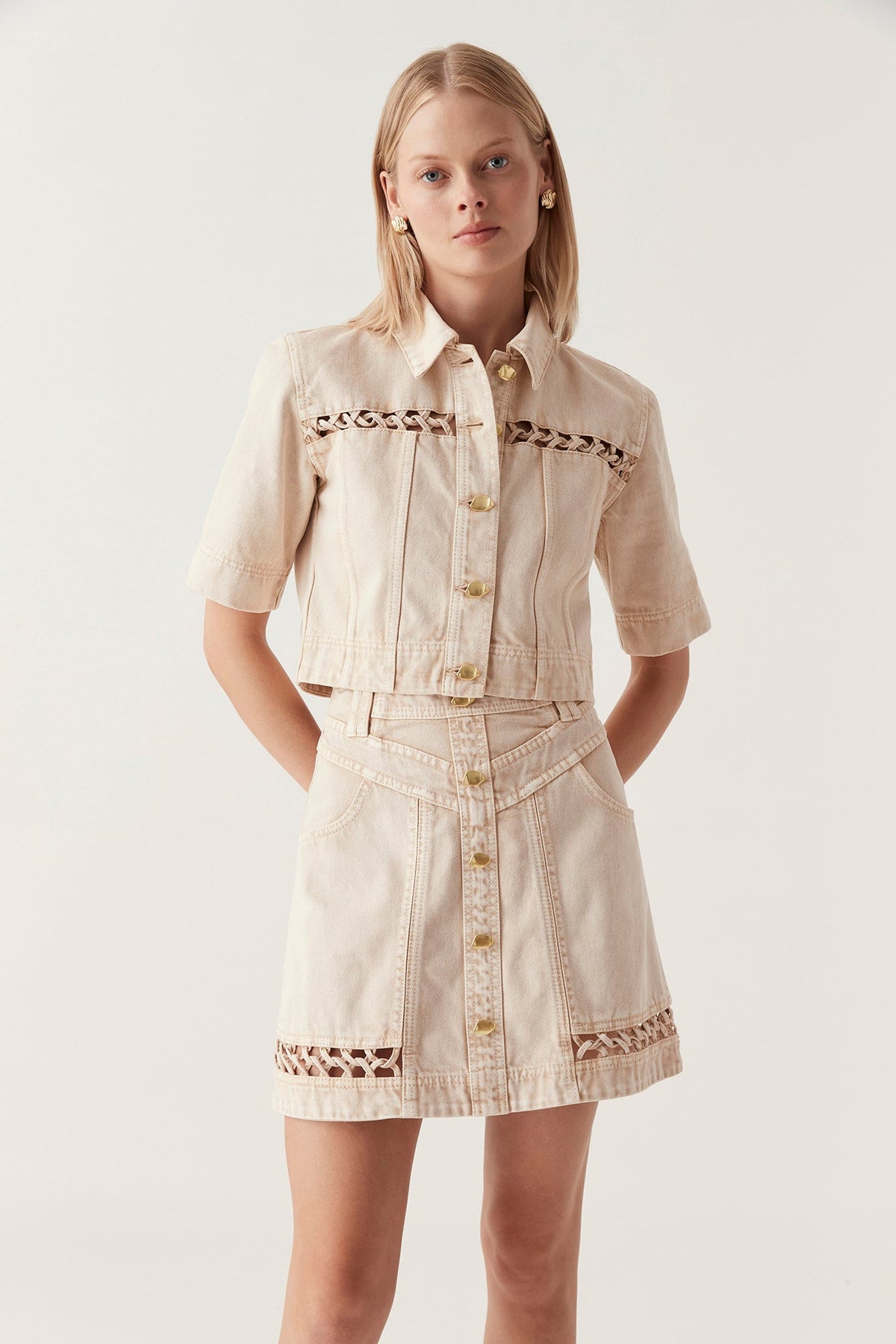 Women Effie Braided Denim Top | Aje