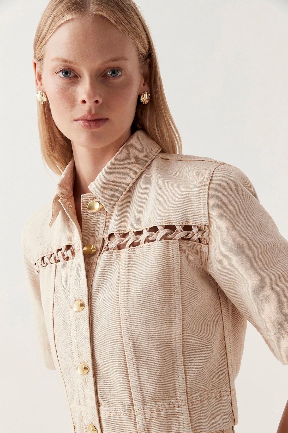 Women Effie Braided Denim Top | Aje