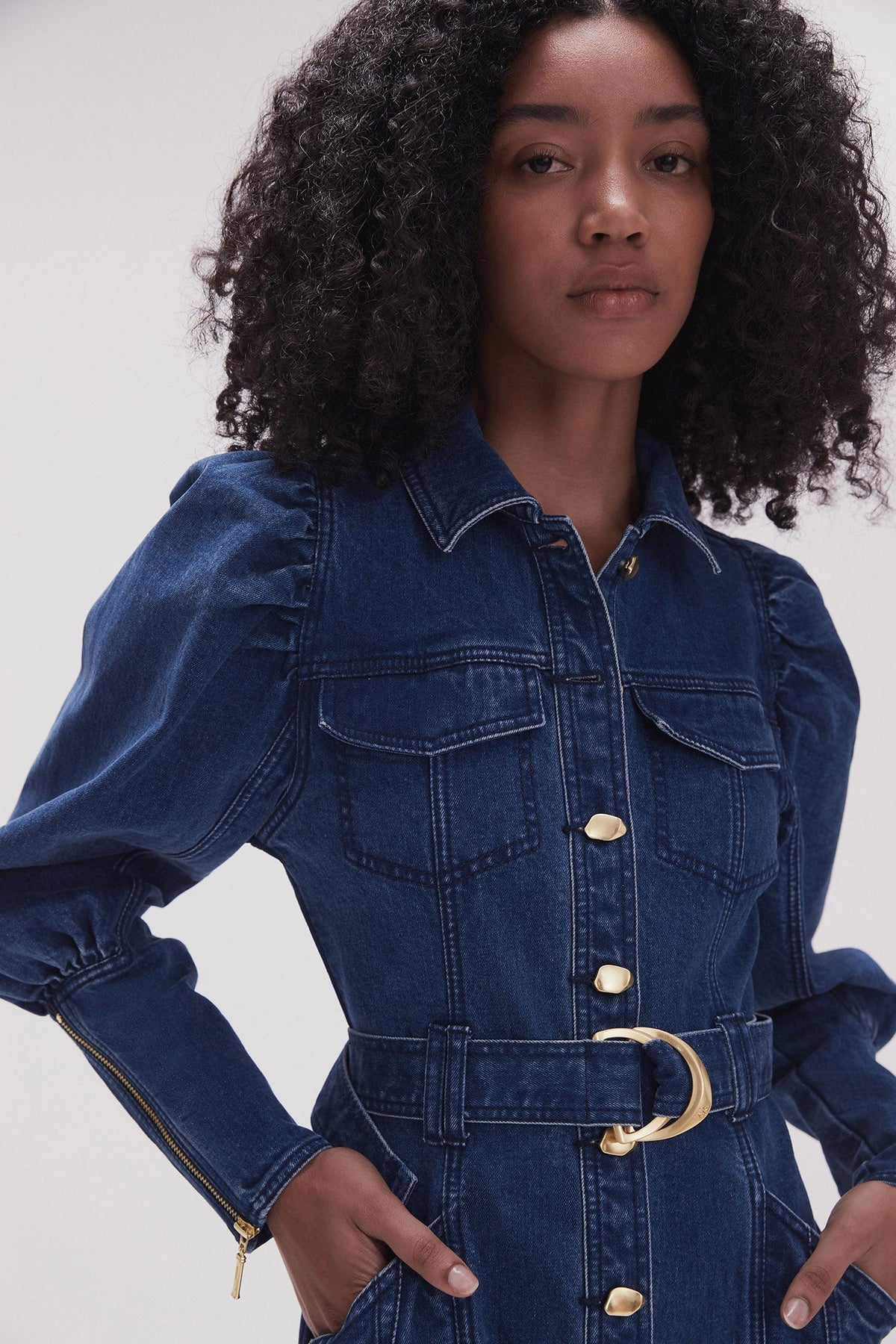 Women May Denim Long Sleeve Dress | Aje