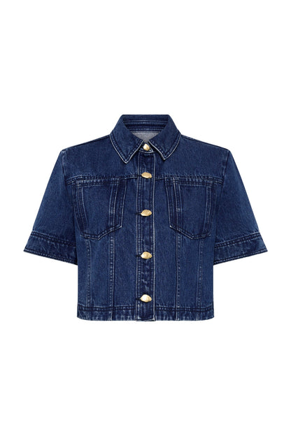 Women May Denim Cropped Shirt | Aje