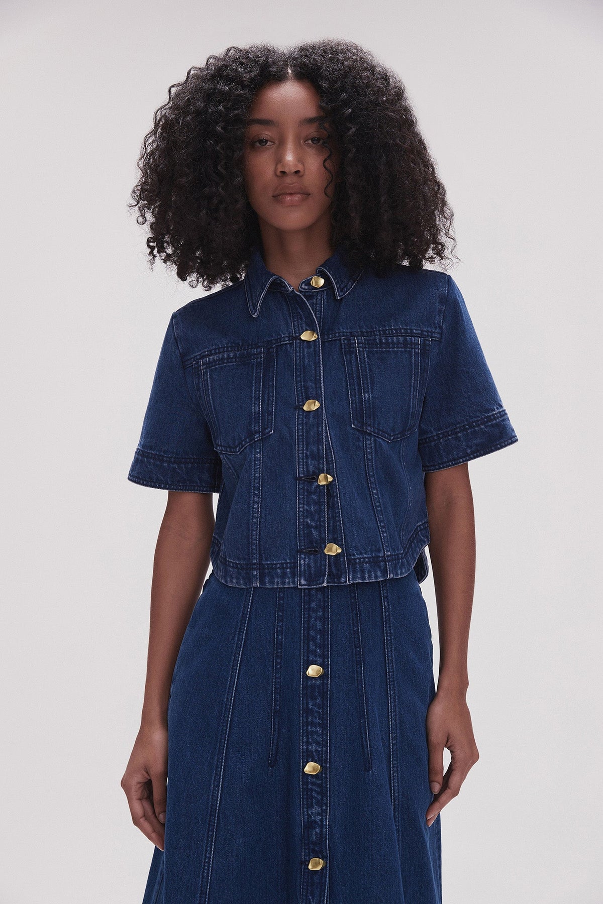Women May Denim Cropped Shirt | Aje