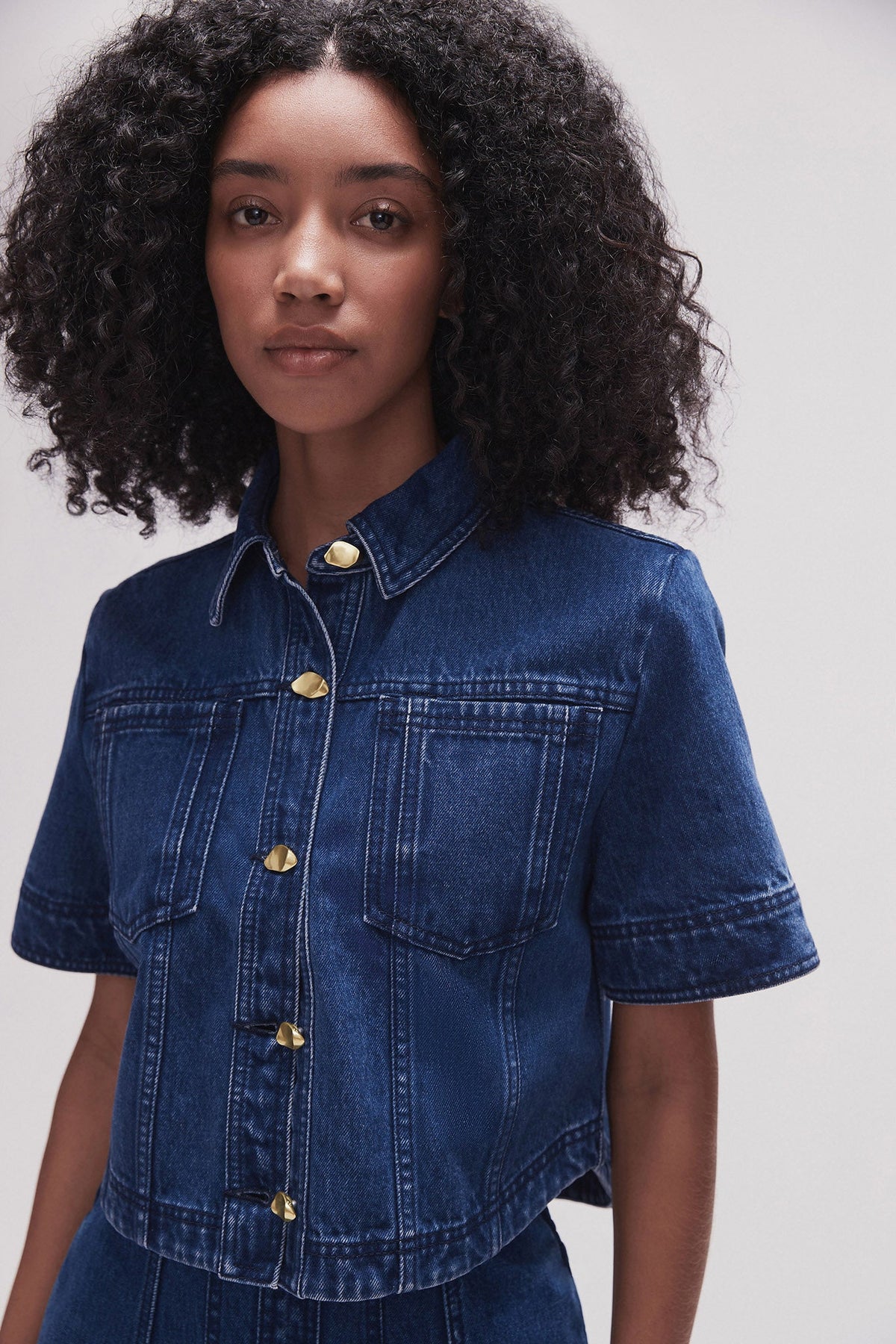 Women May Denim Cropped Shirt | Aje