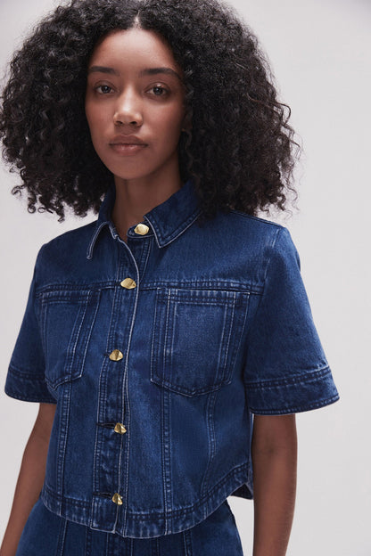 Women May Denim Cropped Shirt | Aje