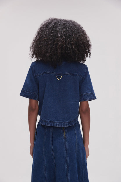 Women May Denim Cropped Shirt | Aje