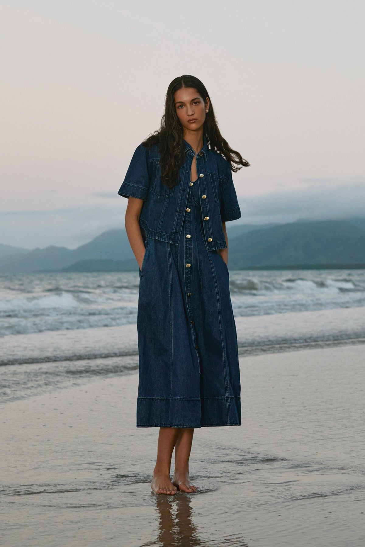 Women May Denim Cropped Shirt | Aje