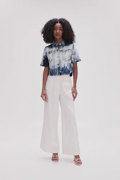Women Enigma Denim Cropped Shirt | Aje