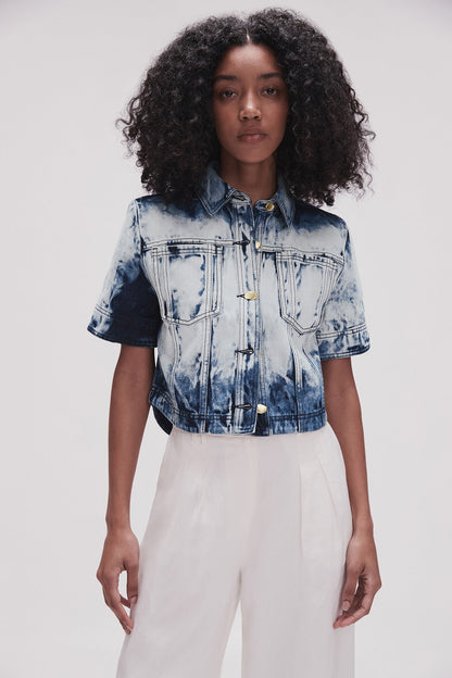 Women Enigma Denim Cropped Shirt | Aje