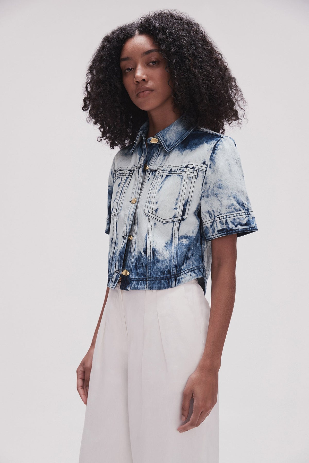 Women Enigma Denim Cropped Shirt | Aje
