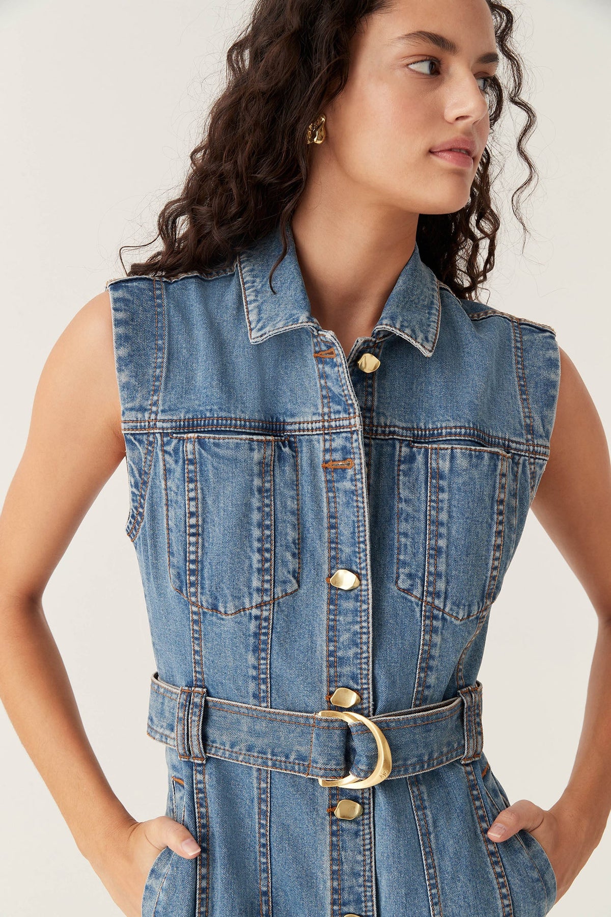 Women Darcie Denim Midi Dress | Aje