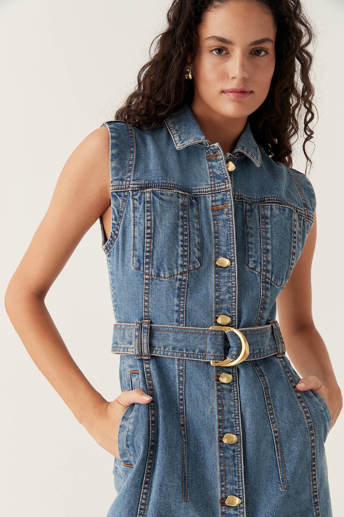 Women Darcie Denim Midi Dress | Aje
