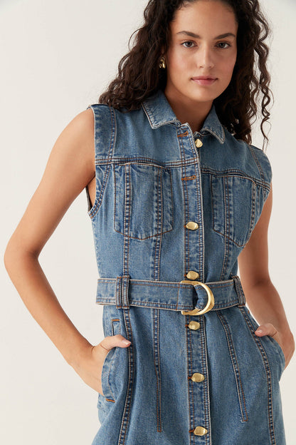 Women Darcie Denim Midi Dress | Aje