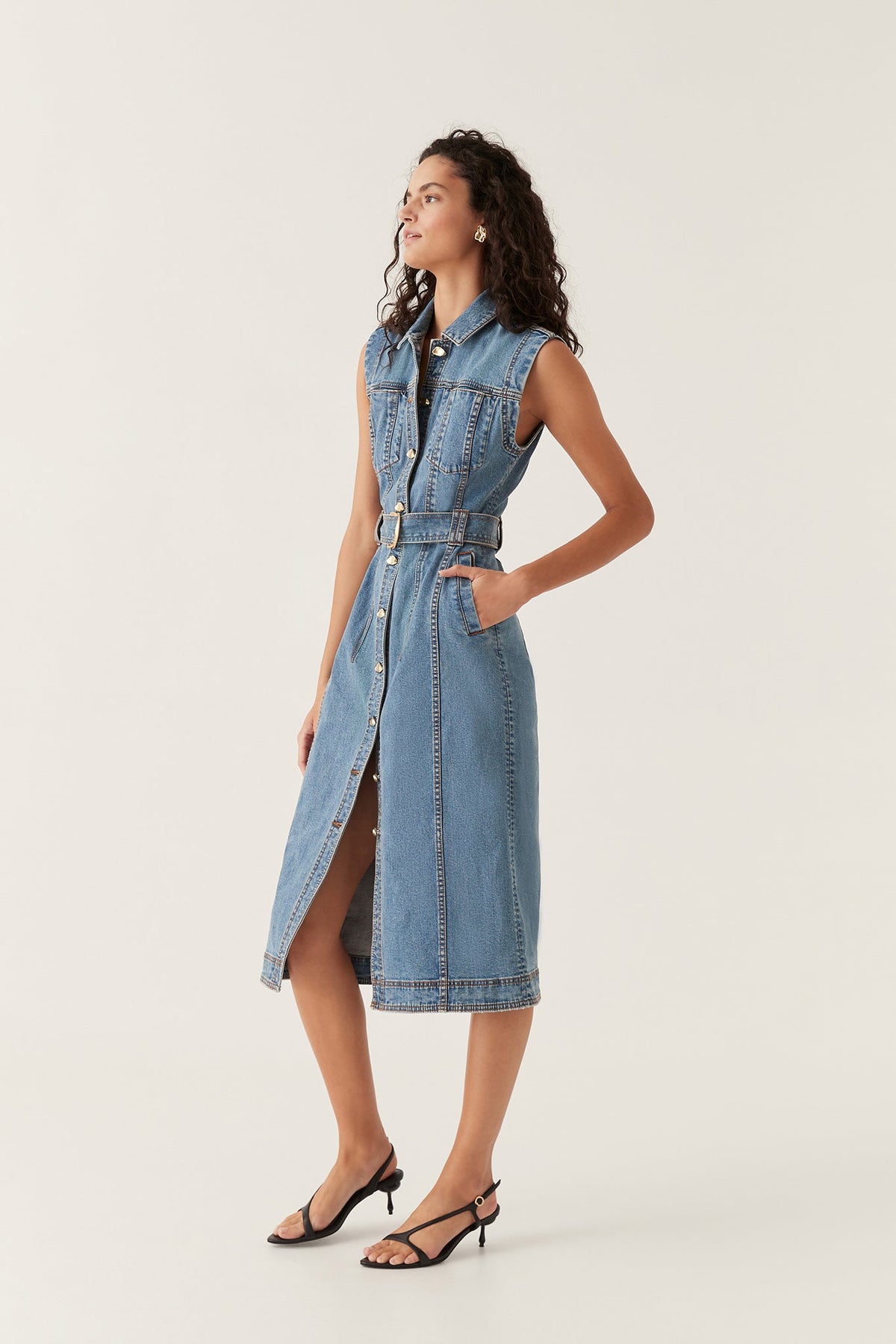 Women Darcie Denim Midi Dress | Aje