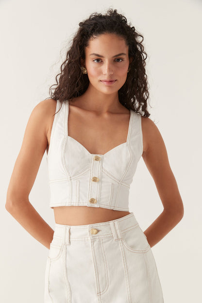 Women Elena Denim Cropped Bustier | Aje