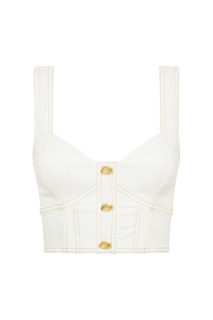 Women Elena Denim Cropped Bustier | Aje