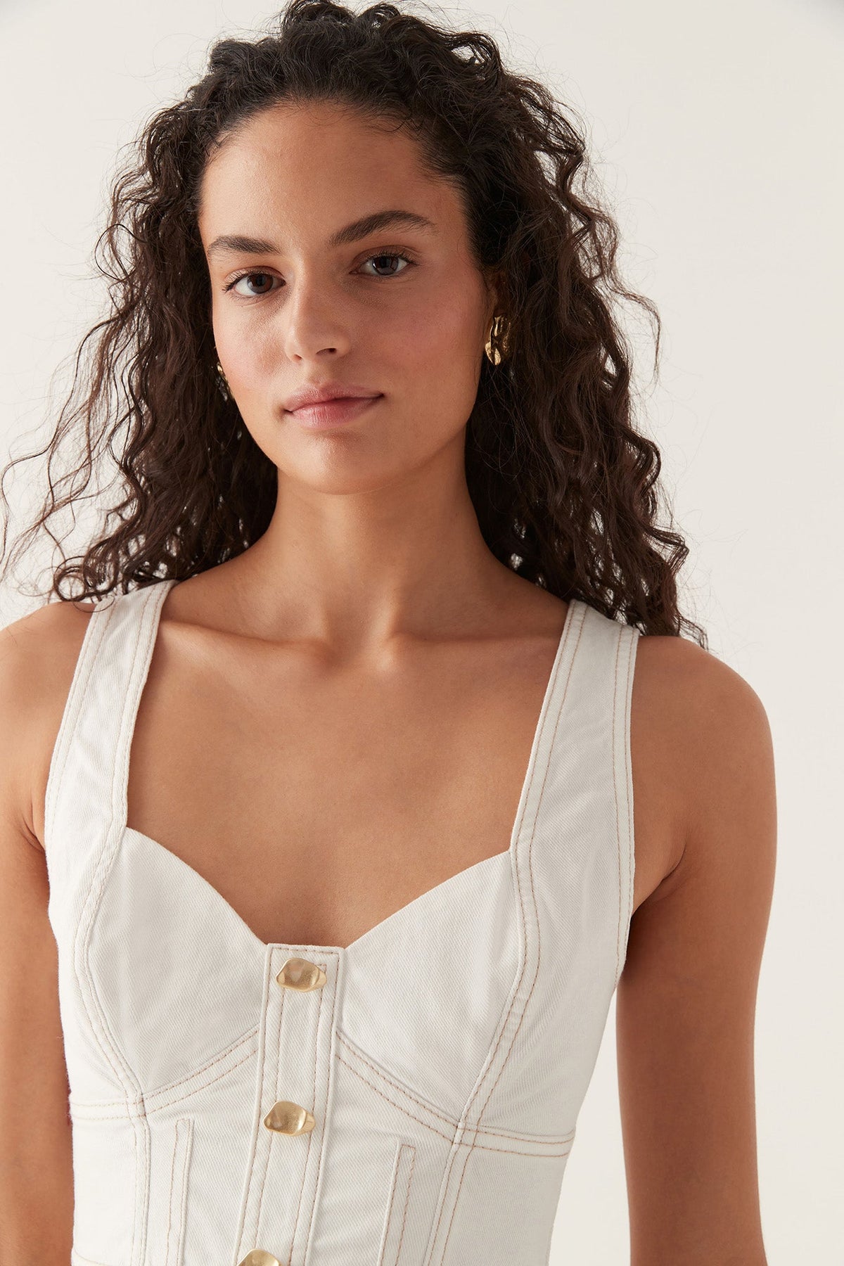 Women Elena Denim Cropped Bustier | Aje