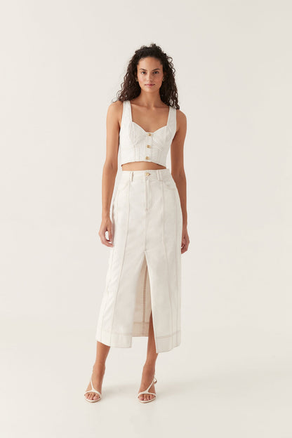 Women Elena Denim Cropped Bustier | Aje