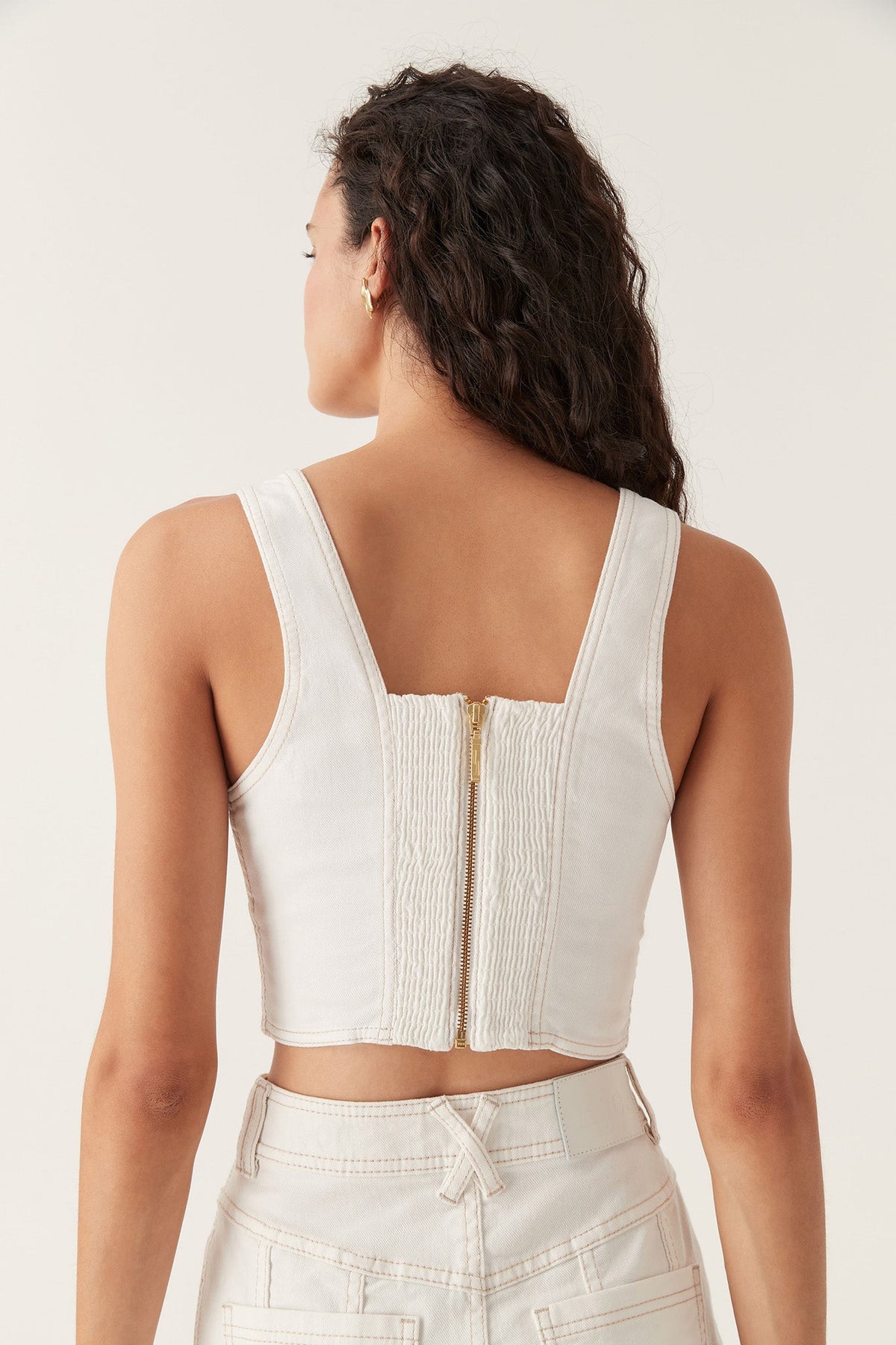 Women Elena Denim Cropped Bustier | Aje