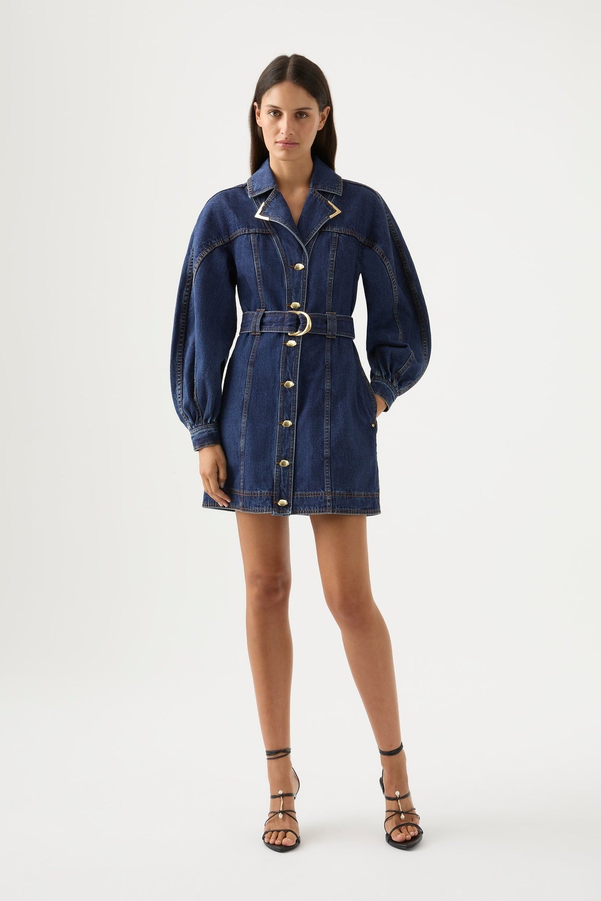 Women Elena Belted Denim Mini Dress | Aje