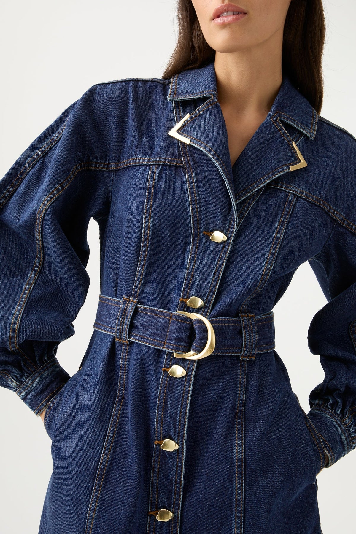 Women Elena Belted Denim Mini Dress | Aje
