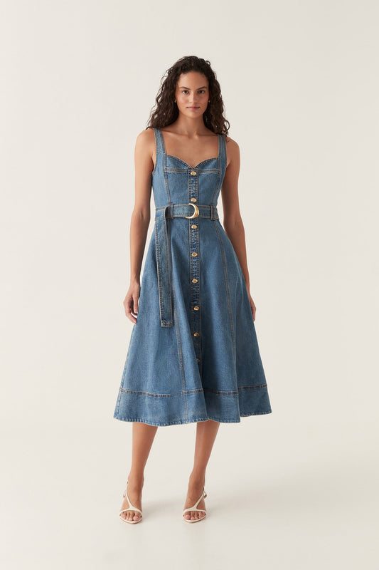 Women Clay Denim Midi Dress | Aje