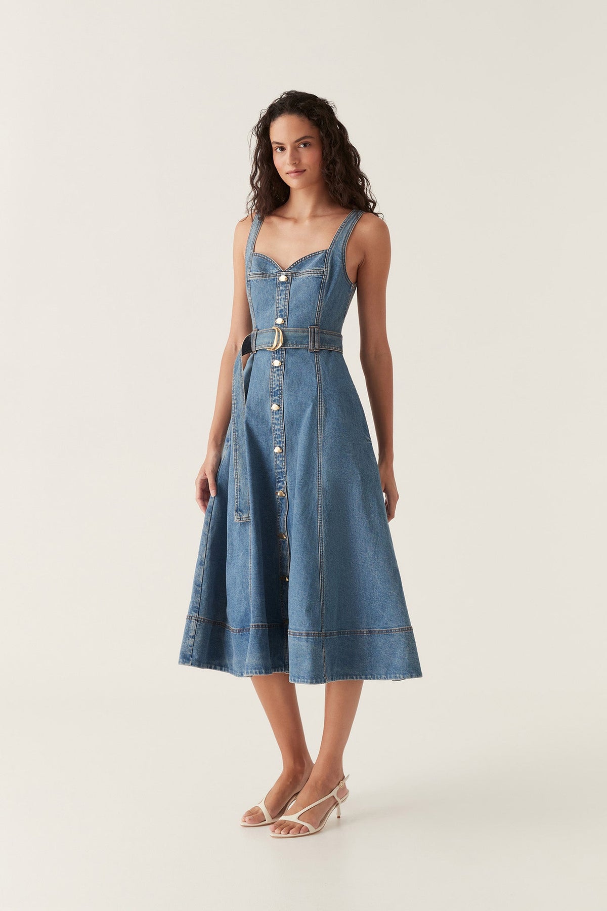 Women Clay Denim Midi Dress | Aje