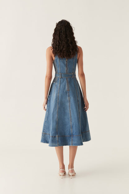 Women Clay Denim Midi Dress | Aje
