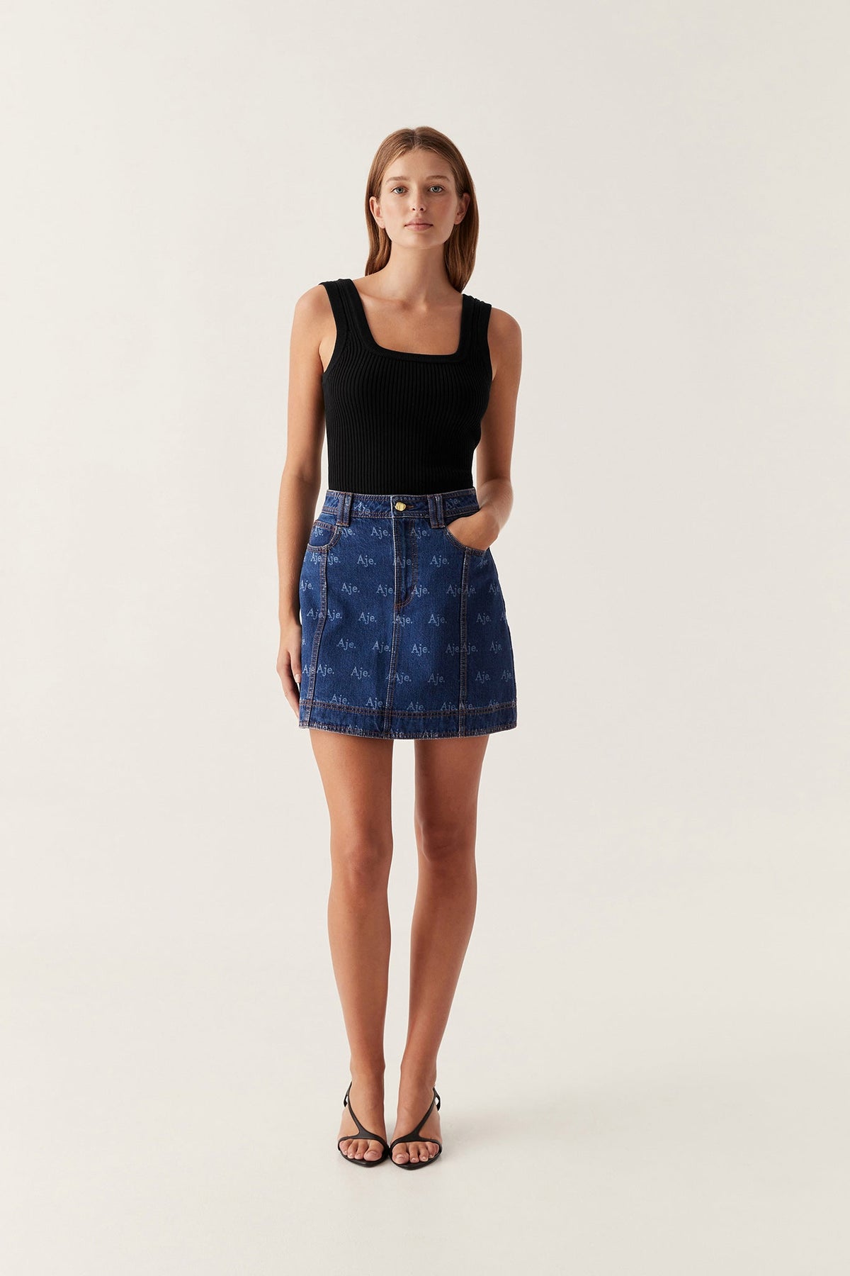 Women Ratio Logo Denim Mini Skirt | Aje