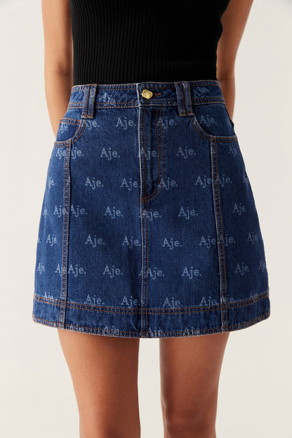 Women Ratio Logo Denim Mini Skirt | Aje