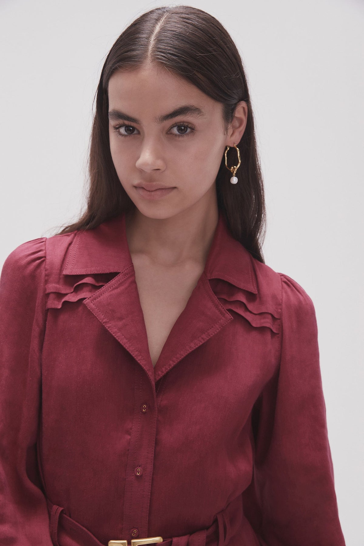 Women Fleur Pearl Drop Hoop Earring | Aje