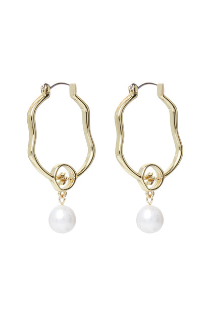 Women Fleur Pearl Drop Hoop Earring | Aje