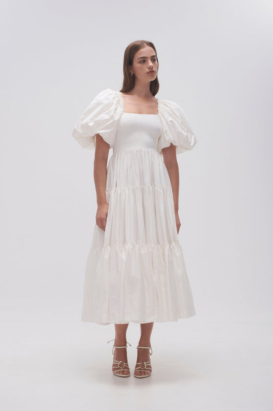 Women Casa Puff Sleeve Midi Dress | Aje