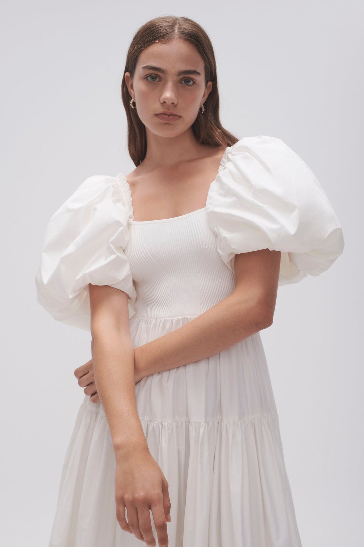 Women Casa Puff Sleeve Midi Dress | Aje