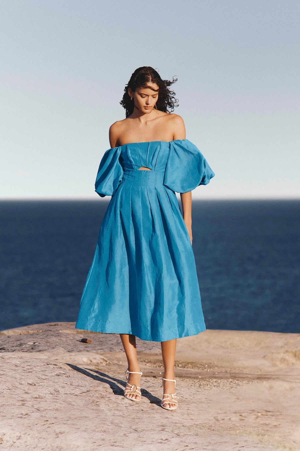 Women Eugenie Off Shoulder Midi Dress | Aje