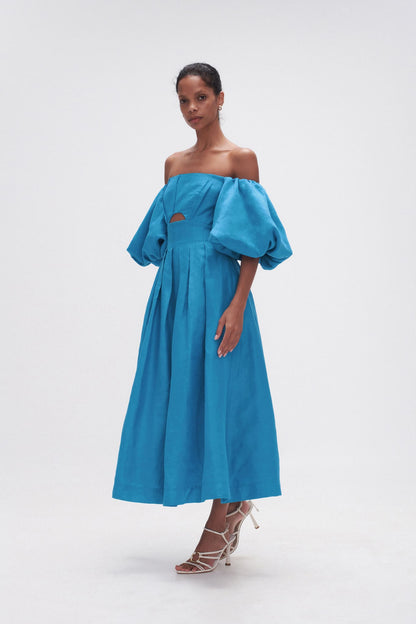 Women Eugenie Off Shoulder Midi Dress | Aje