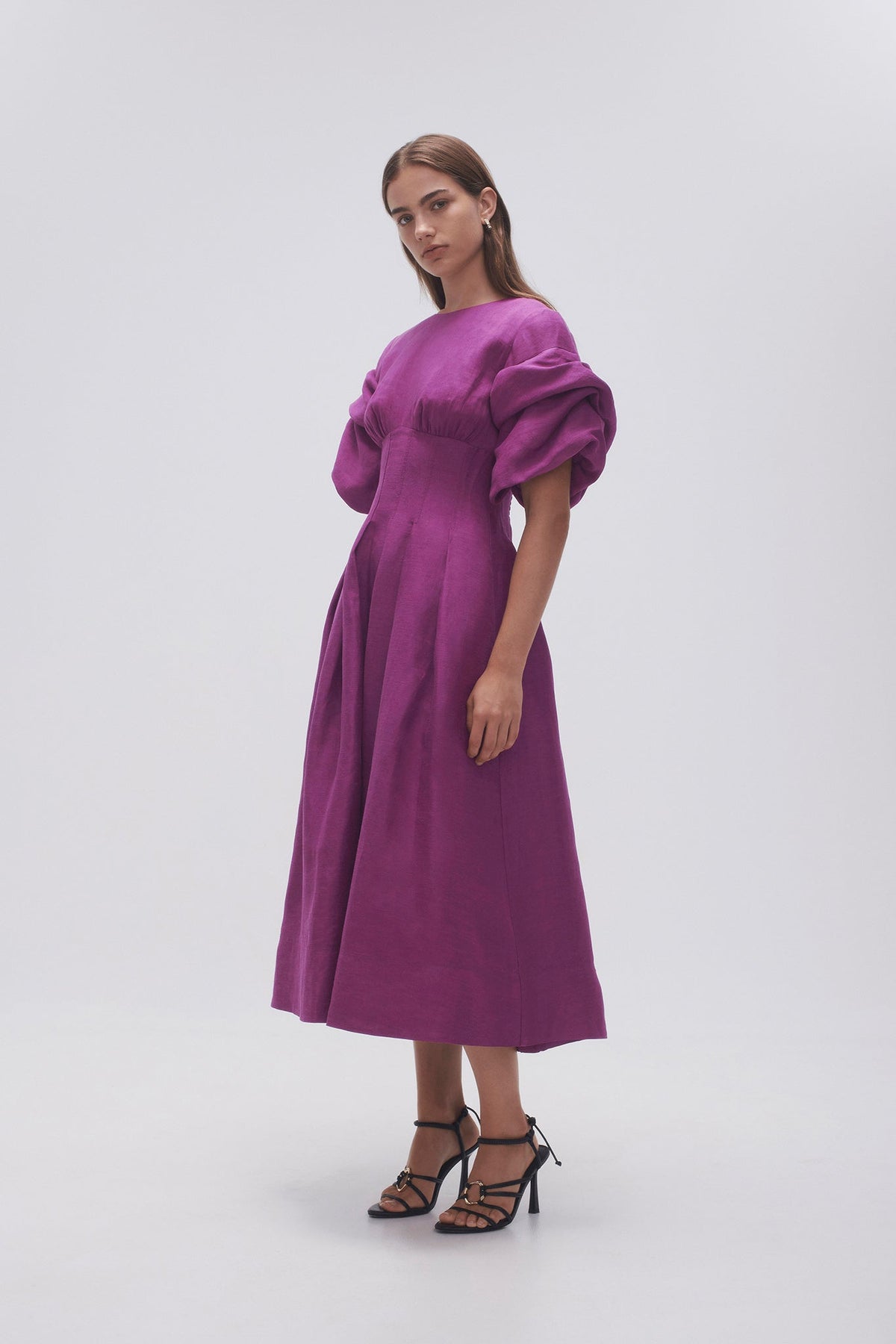 Women Adelie Puff Sleeve Midi Dress | Aje
