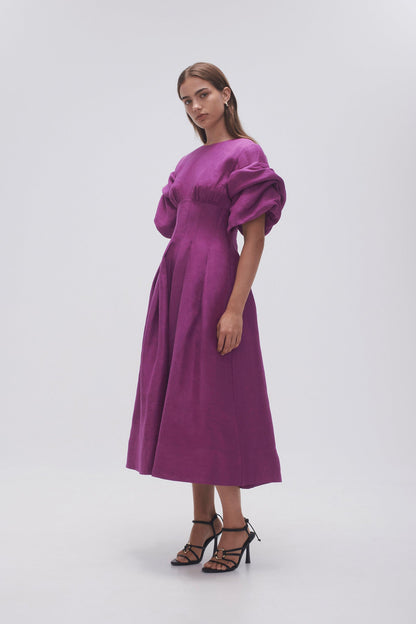 Women Adelie Puff Sleeve Midi Dress | Aje