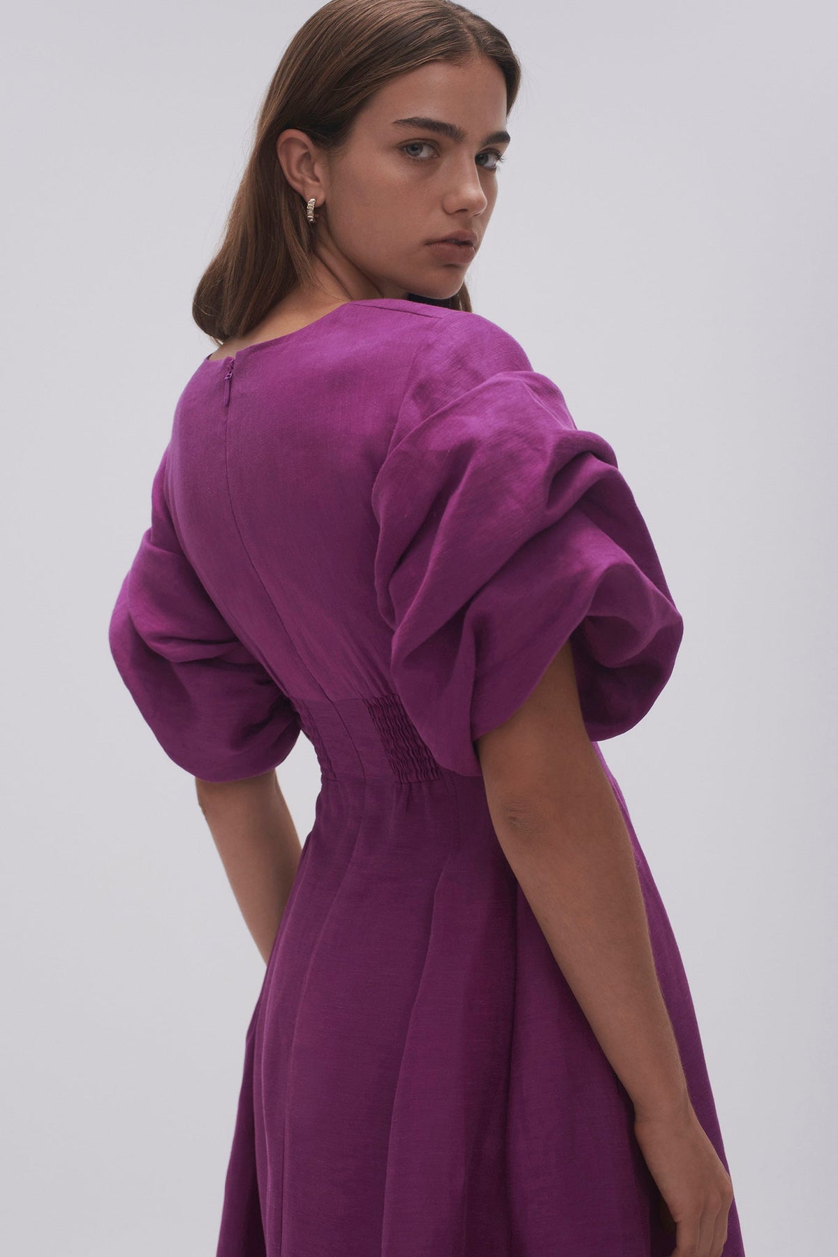 Women Adelie Puff Sleeve Midi Dress | Aje
