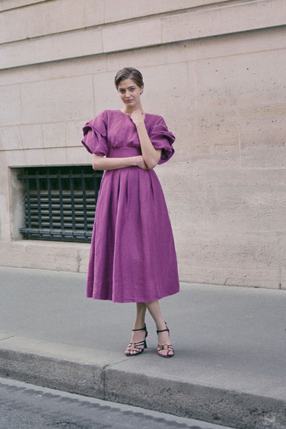 Women Adelie Puff Sleeve Midi Dress | Aje