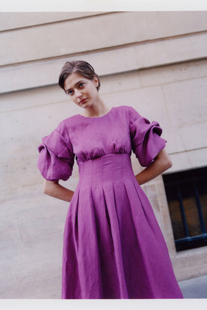 Women Adelie Puff Sleeve Midi Dress | Aje
