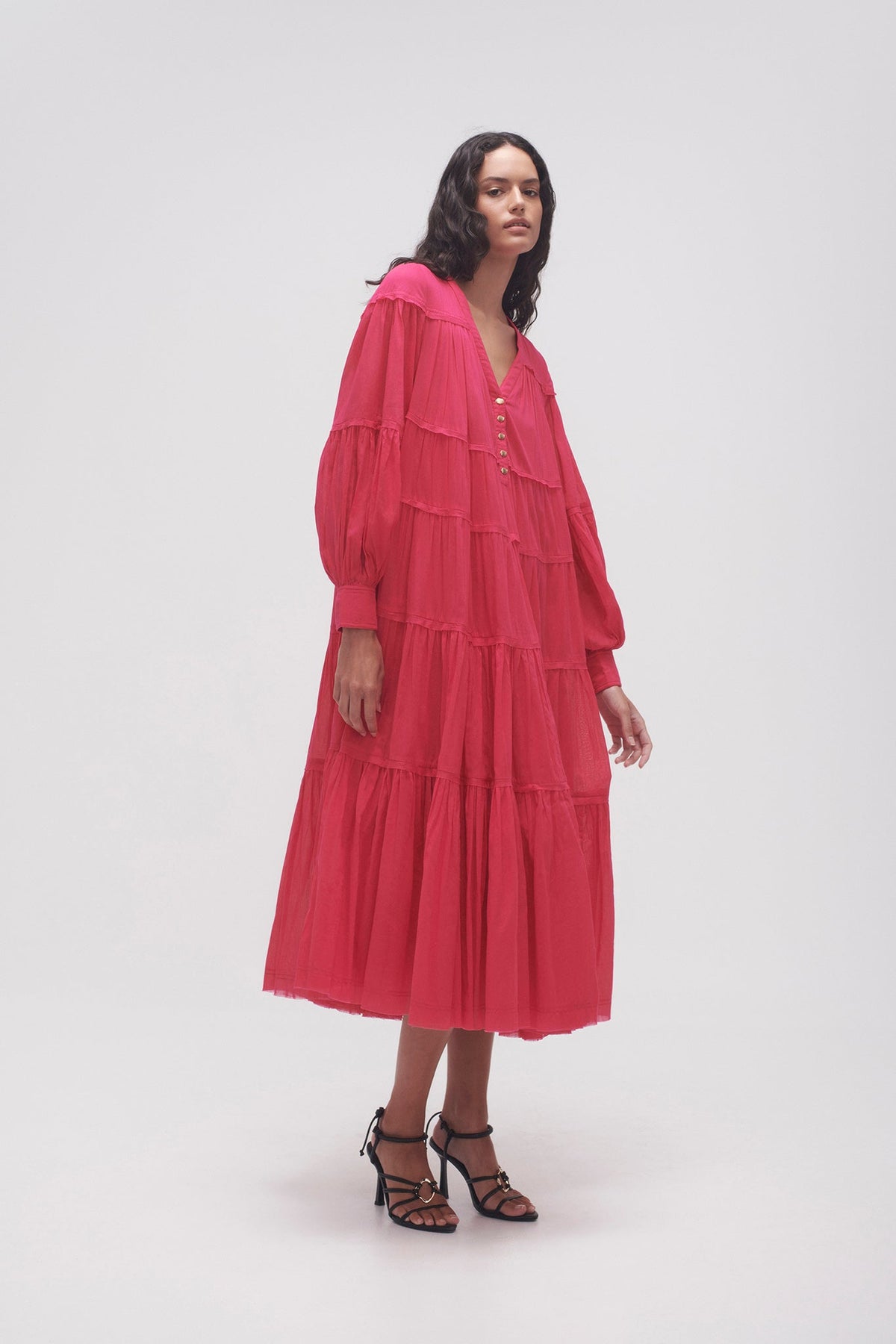 Women Sally Tiered Plunge Midi Dress | Aje