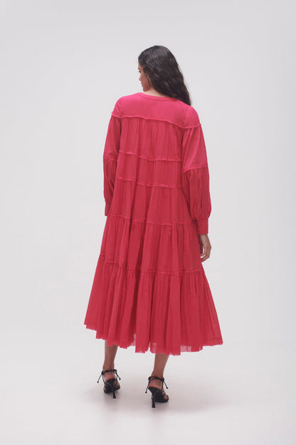 Women Sally Tiered Plunge Midi Dress | Aje