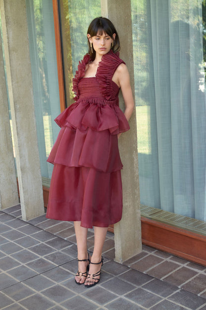 Women Asra Pleated Frill Midi Dress | Aje