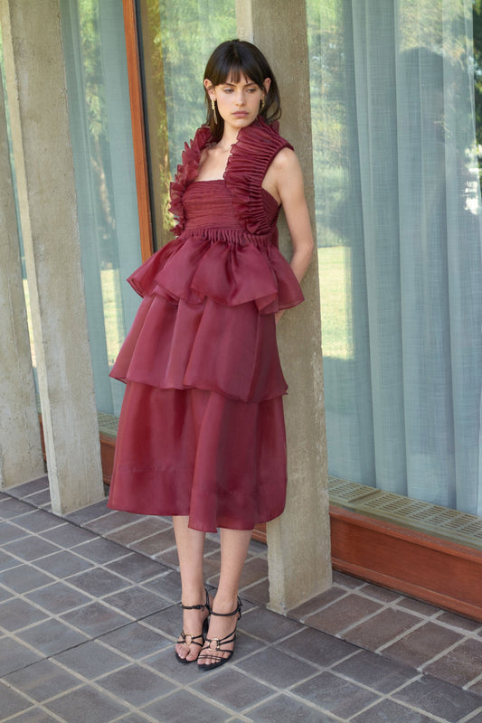 Women Asra Pleated Frill Midi Dress | Aje