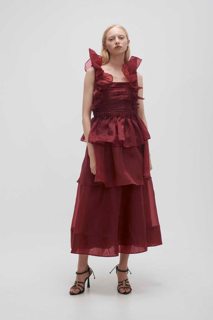 Women Asra Pleated Frill Midi Dress | Aje