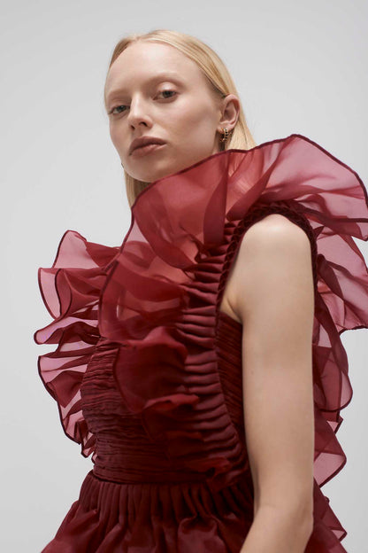 Women Asra Pleated Frill Midi Dress | Aje