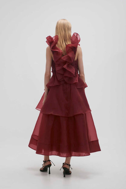 Women Asra Pleated Frill Midi Dress | Aje