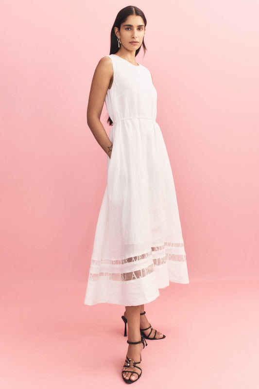 Women Reframe Logo Trim Midi Dress | Aje