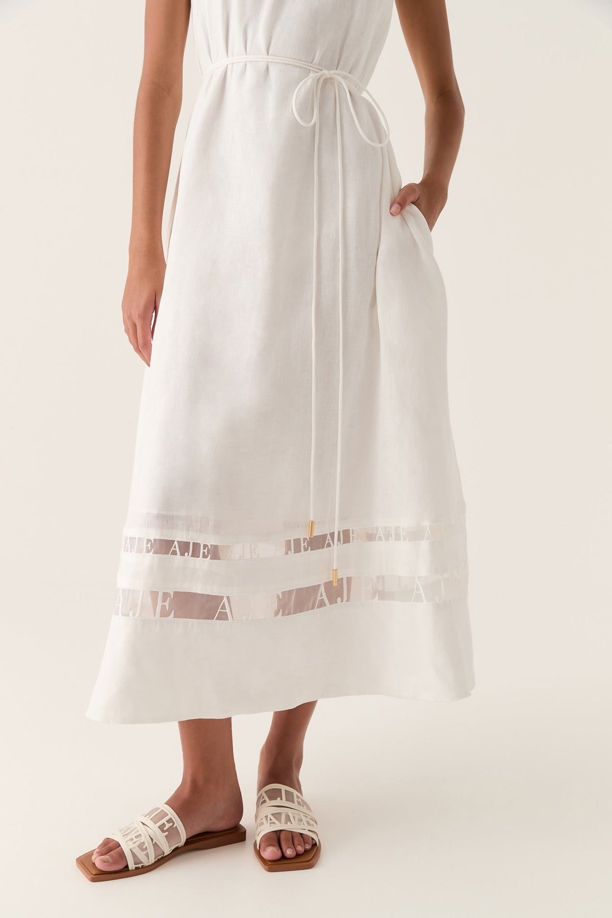 Women Reframe Logo Trim Midi Dress | Aje
