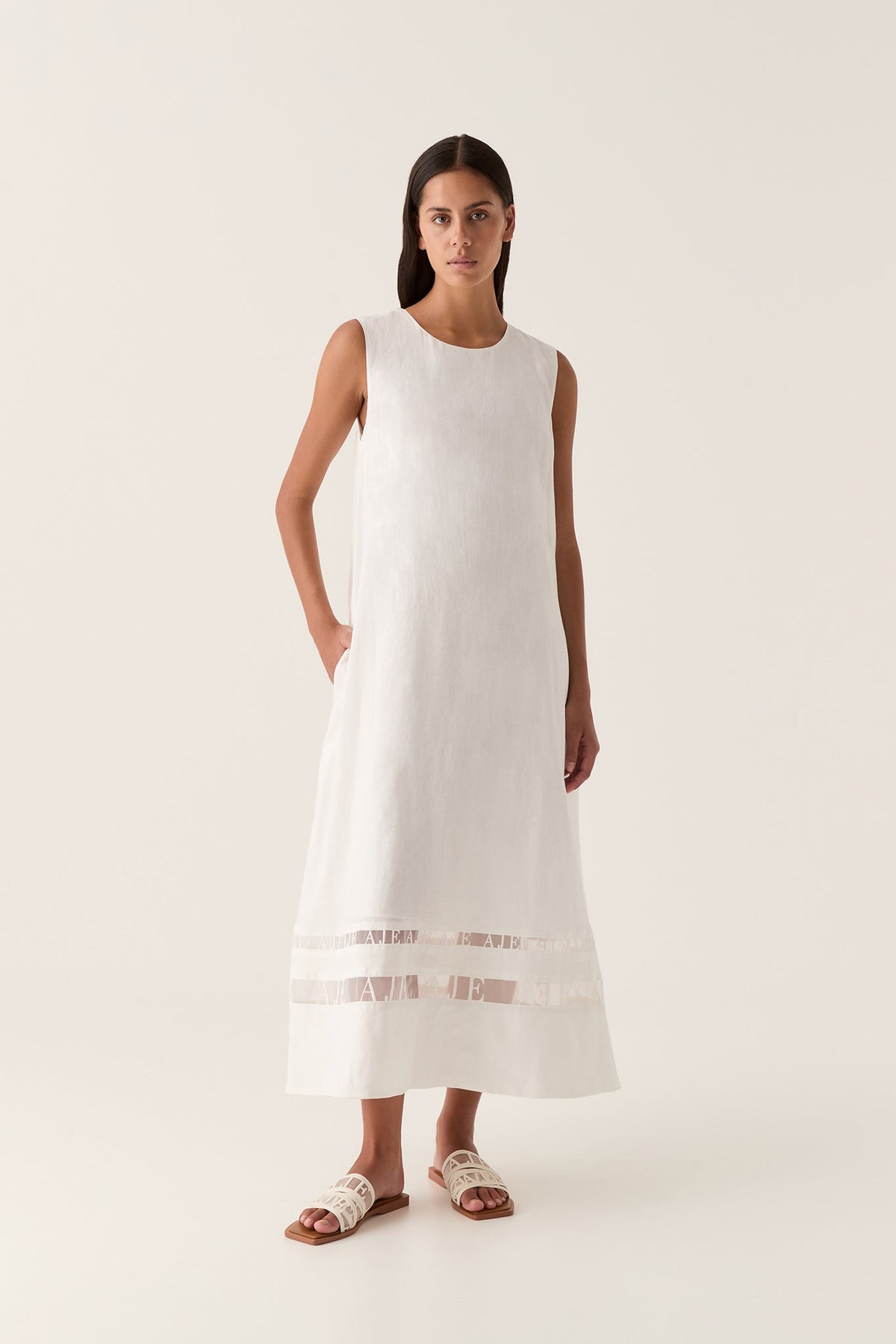Women Reframe Logo Trim Midi Dress | Aje